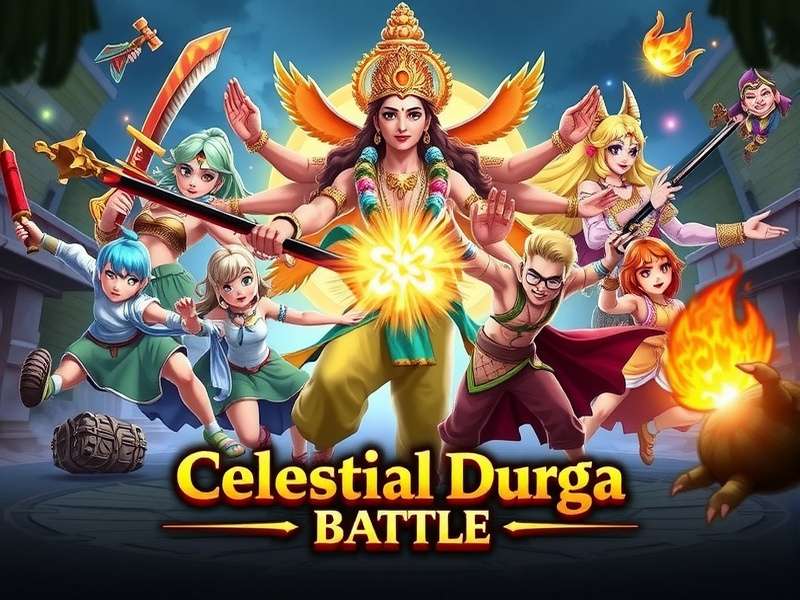 Celestial Durga Battle Visual Design